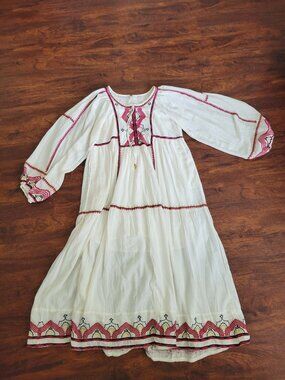 Free People Sweet Escape Midi Dress Folk Inspired Embroidered Wanderlust Peasant